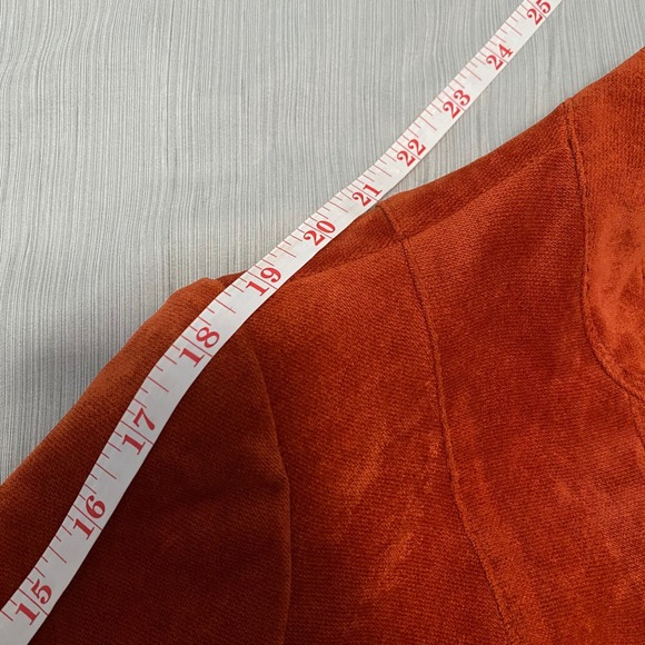 Women's Velveteen Rust Orange Military Jacket M Heritage Boho Retro Old Money - Picture 12 of 14